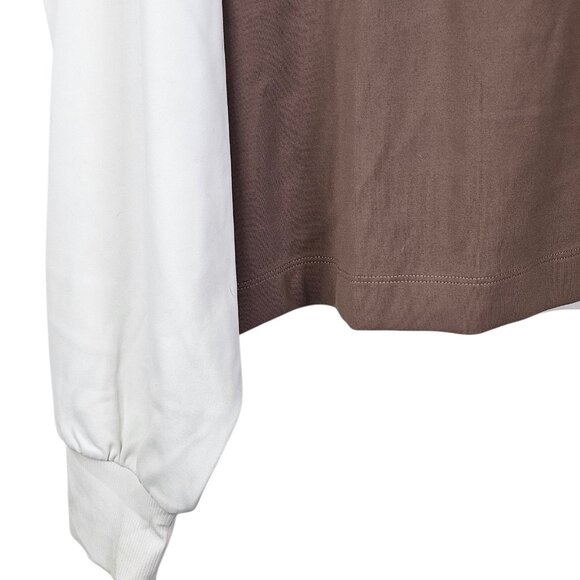 Athleta Venice Color Block Cropped Relaxed‎ Sweatshirt Taupe Cream Size Small - Picture 5 of 10